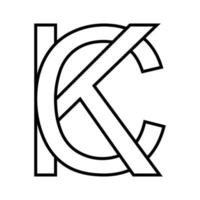 logo signe kc ck, icône double des lettres logotype b c vecteur