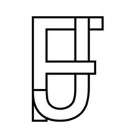 logo signe fj jf icône, double des lettres logotype F j vecteur