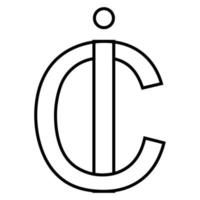 logo signe ic ci icône signe entrelacé des lettres c je vecteur