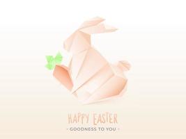origami papier lapin en portant carotte sur blanc Contexte pour content Pâques, la bonté à toi. vecteur