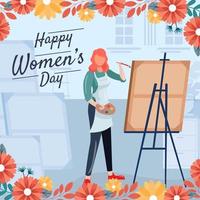femmes créatives peignent sur toile en studio vecteur