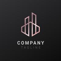 h bâtiment luxe minimaliste monoline logo conception vecteur