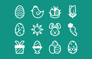 collection d & # 39; icônes de Pâques dans le style de ligne vecteur