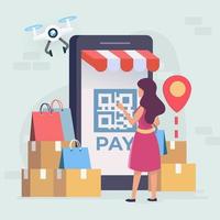 concept de paiement des achats en ligne vecteur