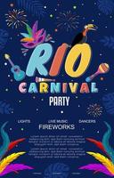 affiche du carnaval de rio avec feu dartifice coloré vecteur