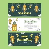 ensemble de bannière ramadan dessiné à la main