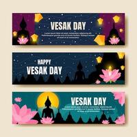 bonne collection de bannières de vesak day vecteur