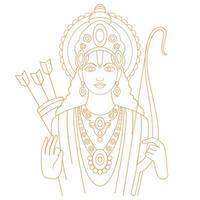 hindou mythologie Seigneur rama personnage dans Orange ligne art. vecteur