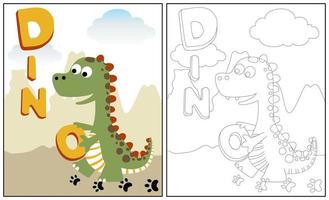 vecteur dessin animé de mignonne dinosaure avec des lettres, coloration page ou livre