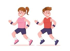 gens fonctionnement le jogging exercice et athlète vecteur illustration
