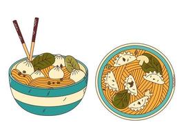 traditionnel Japonais nourriture ensemble. asiatique wonton. vecteur illustration