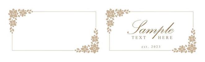 floral beige rectangle Cadre. botanique boho frontière vecteur illustration. Facile élégant romantique style pour mariage événements, carte conception, logo, Étiquettes, social médias des postes, modèles