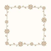 floral beige carré Cadre. botanique boho frontière vecteur illustration. Facile élégant romantique style pour mariage événements, carte conception, logo, Étiquettes, social médias des postes, etc.