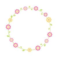 mignonne rond floral Cadre frontière. Facile minimal fleur couronne arrangement parfait pour mariage invitations et anniversaire cartes vecteur