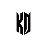 kq logo monogramme avec bouclier forme dessins modèle vecteur