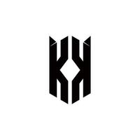 kk logo monogramme avec bouclier forme dessins modèle vecteur