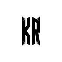 kr logo monogramme avec bouclier forme dessins modèle vecteur