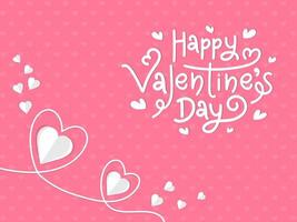 content la Saint-Valentin journée Police de caractère avec papier cœurs sur rose Contexte. vecteur