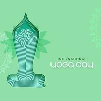 papier Couper style Humain séance dans lotus pose sur vert Contexte pour international yoga journée. vecteur