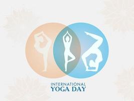 silhouette femmes pratiquant yoga dans différent pose sur blanc mandala Contexte pour international yoga journée. vecteur