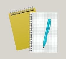 deux blocs-notes et un stylo. illustration vectorielle vecteur