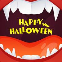 Jaune content Halloween texte sur monstre bouche ouvert Contexte vecteur