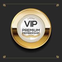 VIP prime adhésion d'or badge sur noir Contexte vecteur