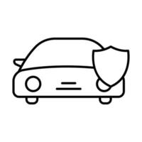 voiture Assurance icône illustration. voiture icône avec bouclier. icône en relation à voiture service, voiture réparation. contour icône style. Facile vecteur conception modifiable