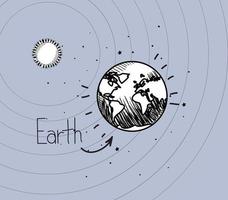 planète terre et soleil dessiner de la conception du système solaire vecteur