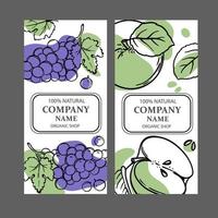 grain de raisin Pomme Étiquettes conception esquisser vecteur illustration ensemble