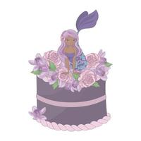 Sirène fête floral sucré Princesse vecteur illustration ensemble