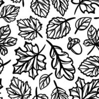 feuilles l'automne modèle monochrome sans couture vecteur illustration