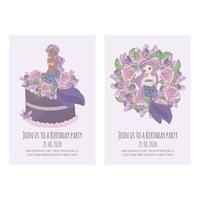 Sirène salutation carte Princesse anniversaire vecteur illustration