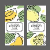 citron mangue conception autocollant esquisser vecteur illustration ensemble