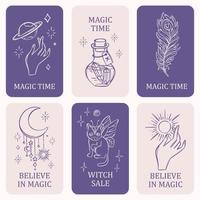 ésotérique éléments mystique occulte astrologie symbole carte ensemble vecteur