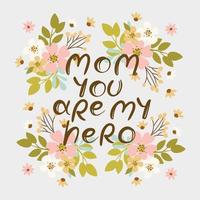 maman vous sont mon héros fleurs mère journée main tiré esquisser vecteur