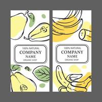 poire banane Étiquettes verticale esquisser vecteur illustration ensemble