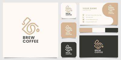 grain de café sur le logo de la cafetière avec modèle de carte de visite vecteur
