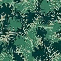 paume et monstera feuilles sans couture modèle conception. tropical feuilles branche et monstera été modèle conception. tropical floral modèle Contexte. branché brésilien illustration. vecteur