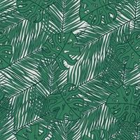 paume et monstera feuilles sans couture modèle conception. tropical feuilles branche et monstera été modèle conception. tropical floral modèle Contexte. branché brésilien illustration. vecteur