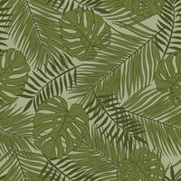 paume et monstera feuilles sans couture modèle conception. tropical feuilles branche et monstera été modèle conception. tropical floral modèle Contexte. branché brésilien illustration. vecteur