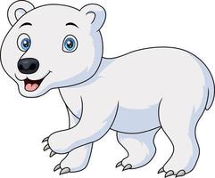 mignon, bébé, ours polaire, dessin animé, blanc, fond vecteur