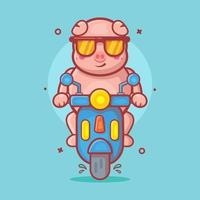 mignonne porc animal personnage mascotte équitation scooter moto isolé dessin animé dans plat style conception vecteur