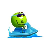 dessin animé vitamine b1 personnage sur jet ski dans mer vecteur