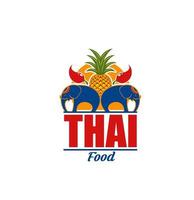 thaïlandais cuisine nourriture icône, l'éléphant et le Chili poivrons vecteur