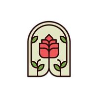 les plantes et Rose jardin ligne moderne Créatif logo vecteur