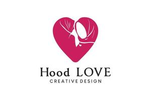 muslimah hijab logo, boutique, beauté voile mode avec le concept de l'amour vecteur