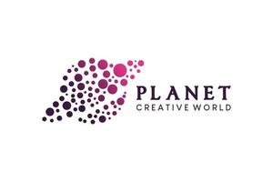 planète icône logo conception, abstrait globe planète vecteur illustration avec points concept