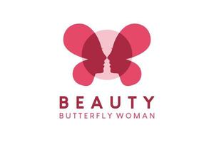 femme visage papillon vecteur illustration logo conception pour beauté logo