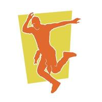 silhouette de une homme dansant pose. silhouette de une Danseur dans action pose. silhouette de une Masculin Danseur Faire breakdance. vecteur